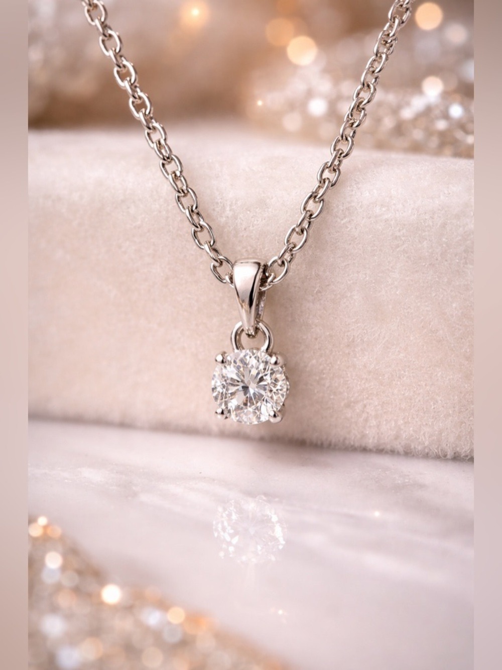 NWOT Moissanite Solitaire Pendant Necklace • 925 Sterling • Clean Girl Aesthetic